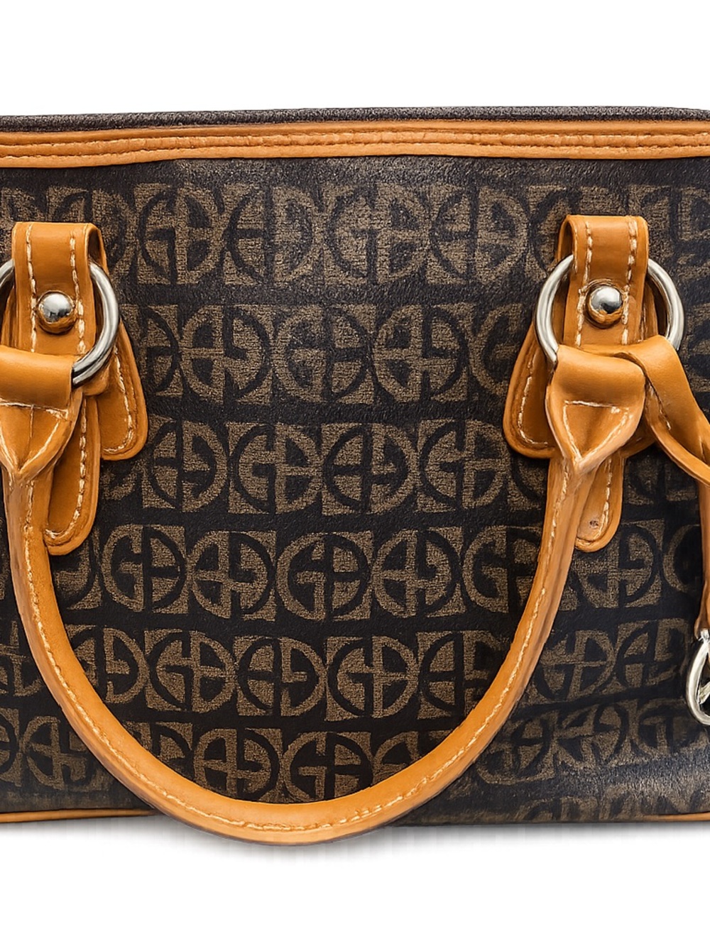Giani Bernini Brown Monogram Satchel with Tan Trim - Picture 5 of 10